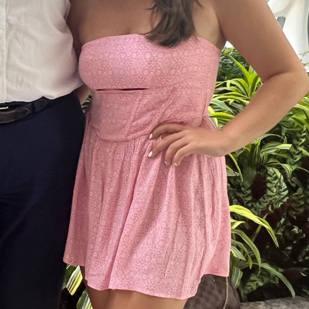Sky to Moon Strapless Pink Romper